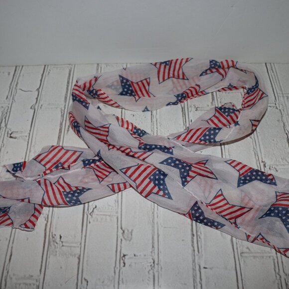 ✨ White American Flag Stars Scarf – 12" x 60" Patriotic Chic · Lightweight Layer - Picture 4 of 4